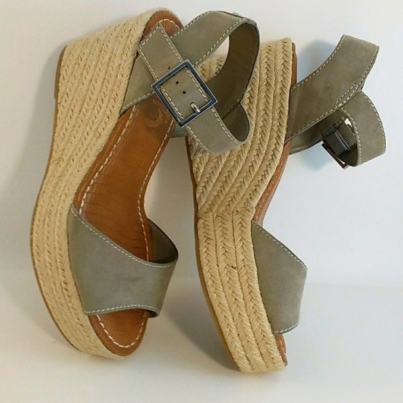 Sam Edelman Circus Gray Suede Delalah Epadrille Wedges Ankle Strap Sandals Sz 8 - Picture 1 of 12